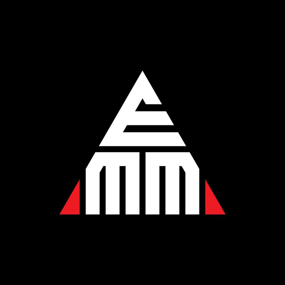 diseño de logotipo de letra triangular emm con forma de triángulo. monograma de diseño de logotipo de triángulo emm. plantilla de logotipo de vector de triángulo emm con color rojo. logotipo triangular emm logotipo simple, elegante y lujoso.