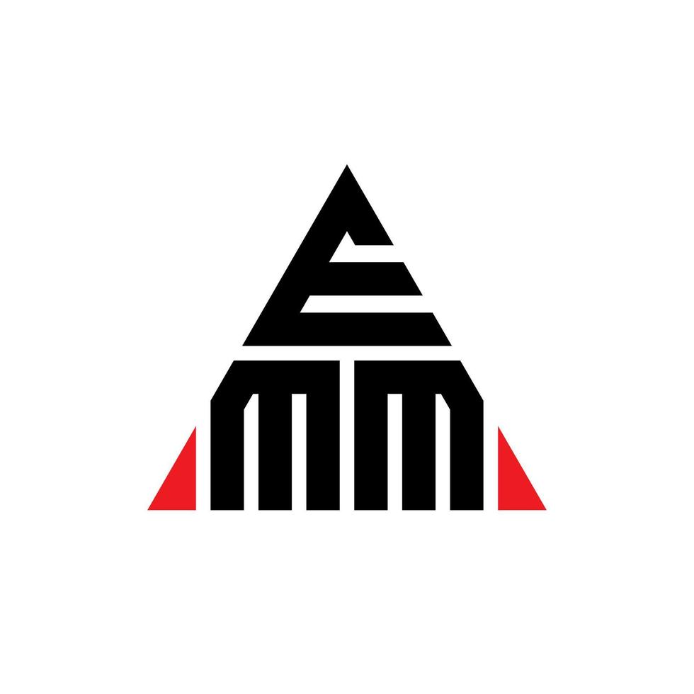 diseño de logotipo de letra triangular emm con forma de triángulo. monograma de diseño de logotipo de triángulo emm. plantilla de logotipo de vector de triángulo emm con color rojo. logotipo triangular emm logotipo simple, elegante y lujoso.