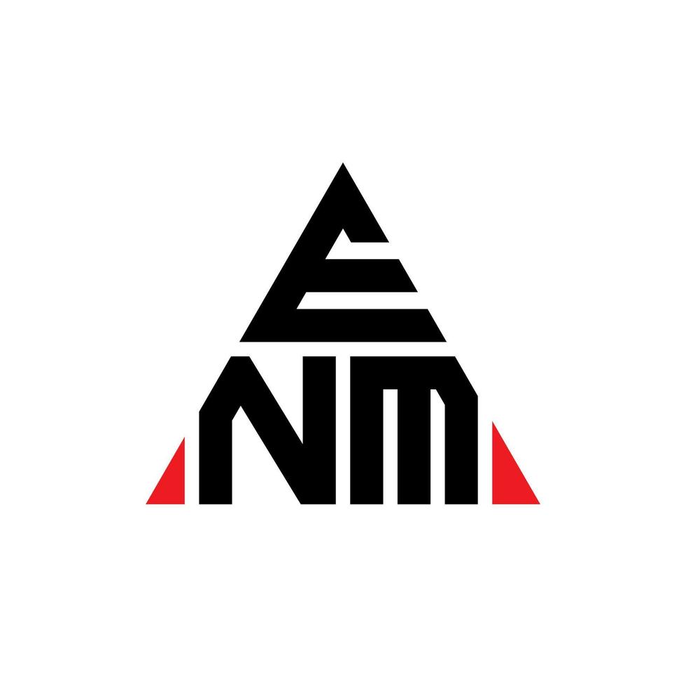 diseño de logotipo de letra triangular enm con forma de triángulo. monograma de diseño de logotipo de triángulo enm. plantilla de logotipo de vector de triángulo enm con color rojo. logotipo triangular enm logotipo simple, elegante y lujoso.