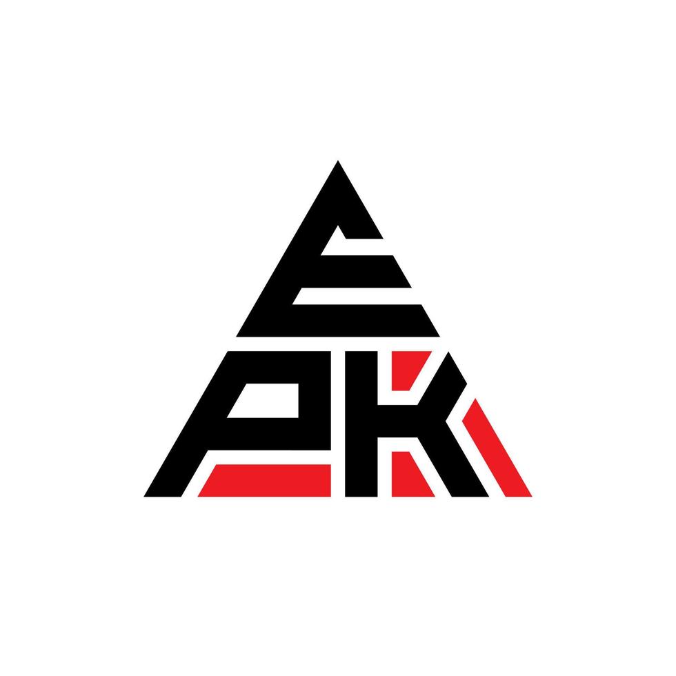 EPK triangle letter logo design with triangle shape. EPK triangle logo design monogram. EPK triangle vector logo template with red color. EPK triangular logo Simple, Elegant, and Luxurious Logo.