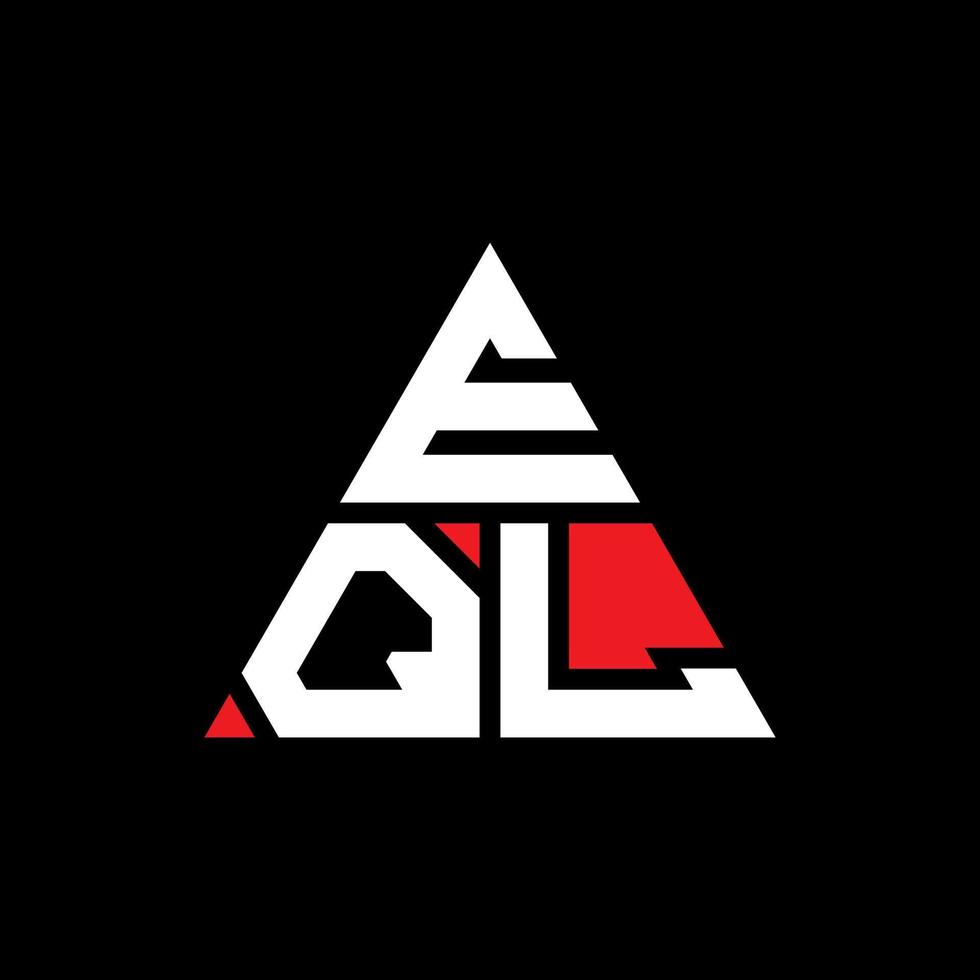 EQL triangle letter logo design with triangle shape. EQL triangle logo design monogram. EQL triangle vector logo template with red color. EQL triangular logo Simple, Elegant, and Luxurious Logo.