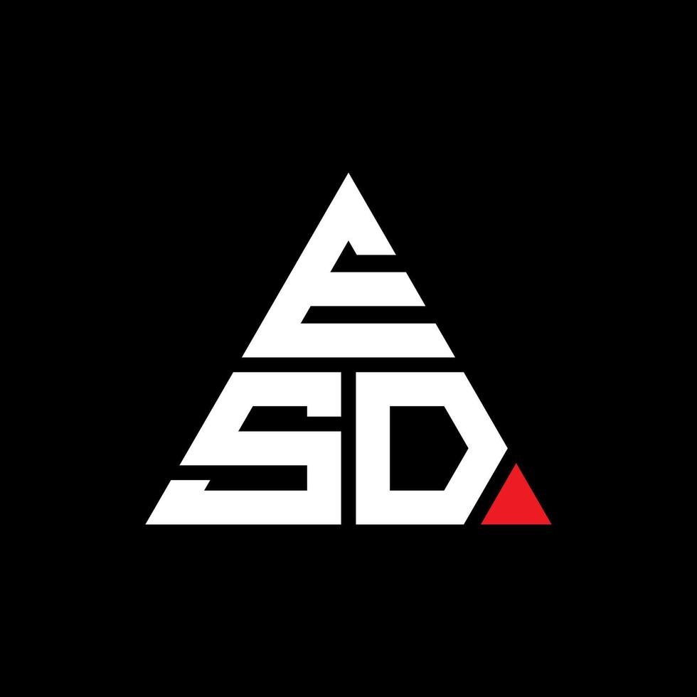 ESD triangle letter logo design with triangle shape. ESD triangle logo design monogram. ESD triangle vector logo template with red color. ESD triangular logo Simple, Elegant, and Luxurious Logo.