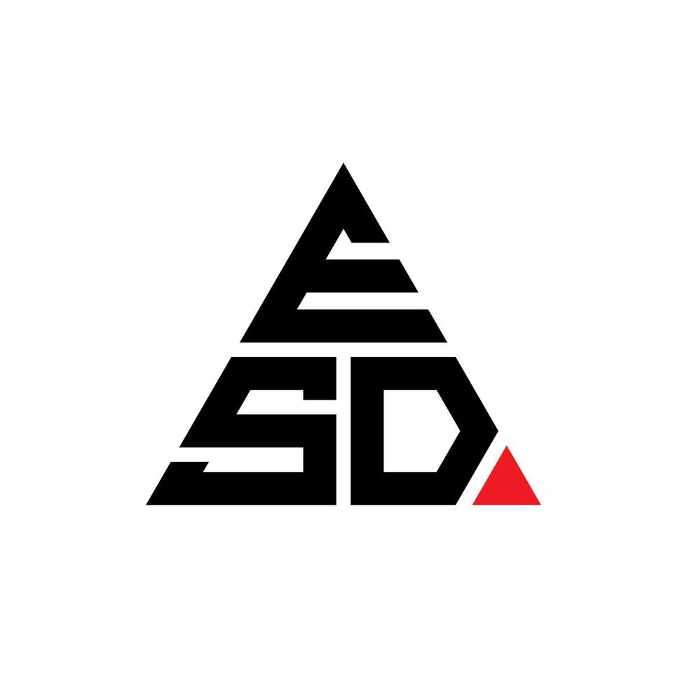 ESD triangle letter logo design with triangle shape. ESD triangle logo design monogram. ESD triangle vector logo template with red color. ESD triangular logo Simple, Elegant, and Luxurious Logo.