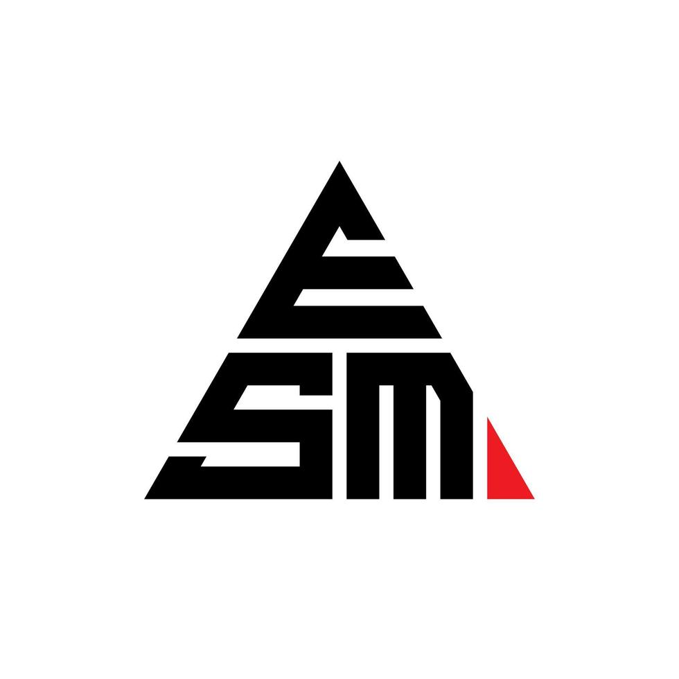 ESM triangle letter logo design with triangle shape. ESM triangle logo design monogram. ESM triangle vector logo template with red color. ESM triangular logo Simple, Elegant, and Luxurious Logo.