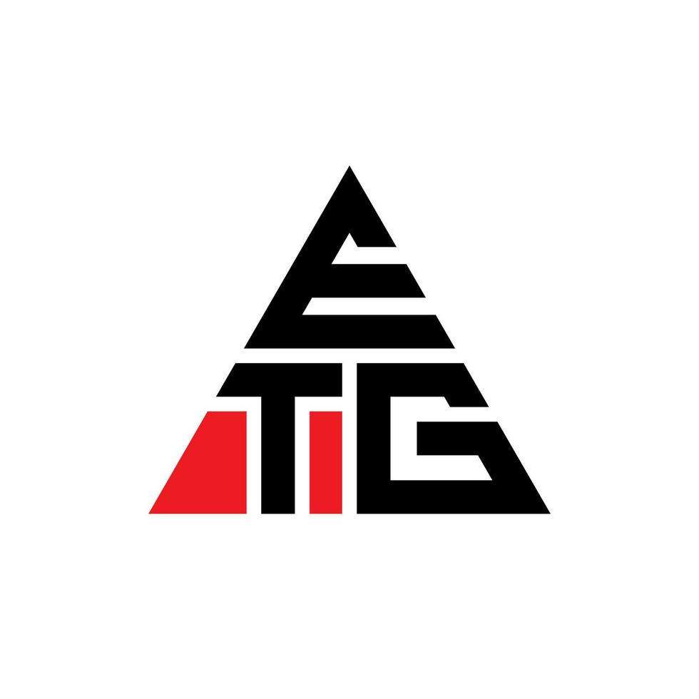 ETG triangle letter logo design with triangle shape. ETG triangle logo design monogram. ETG triangle vector logo template with red color. ETG triangular logo Simple, Elegant, and Luxurious Logo.