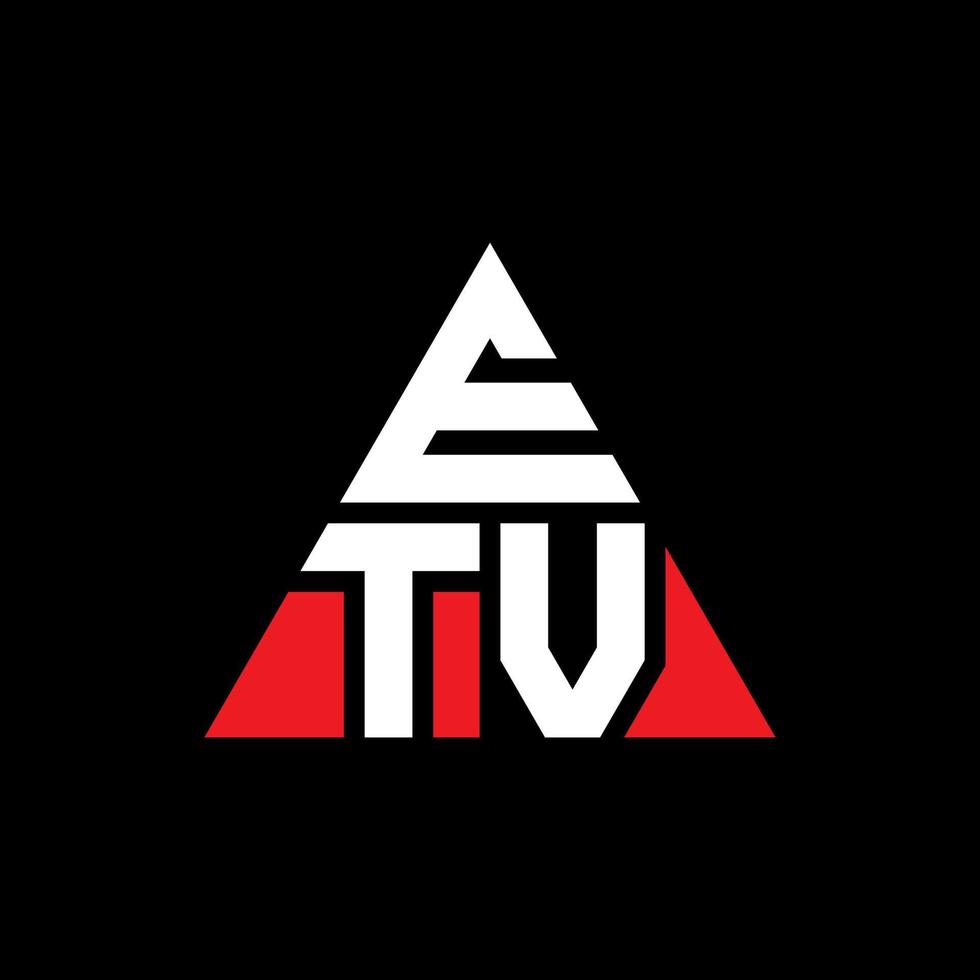 ETV triangle letter logo design with triangle shape. ETV triangle logo design monogram. ETV triangle vector logo template with red color. ETV triangular logo Simple, Elegant, and Luxurious Logo.