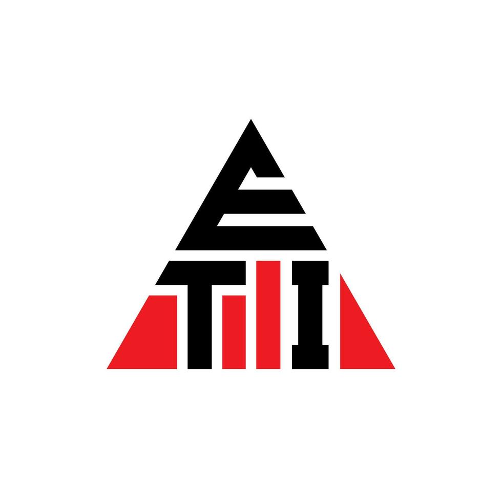 ETI triangle letter logo design with triangle shape. ETI triangle logo design monogram. ETI triangle vector logo template with red color. ETI triangular logo Simple, Elegant, and Luxurious Logo.