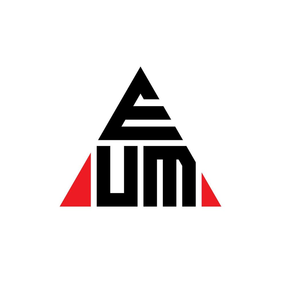 diseño de logotipo de letra de triángulo eum con forma de triángulo. monograma de diseño del logotipo del triángulo eum. plantilla de logotipo de vector de triángulo eum con color rojo. logotipo triangular eum logotipo simple, elegante y lujoso.