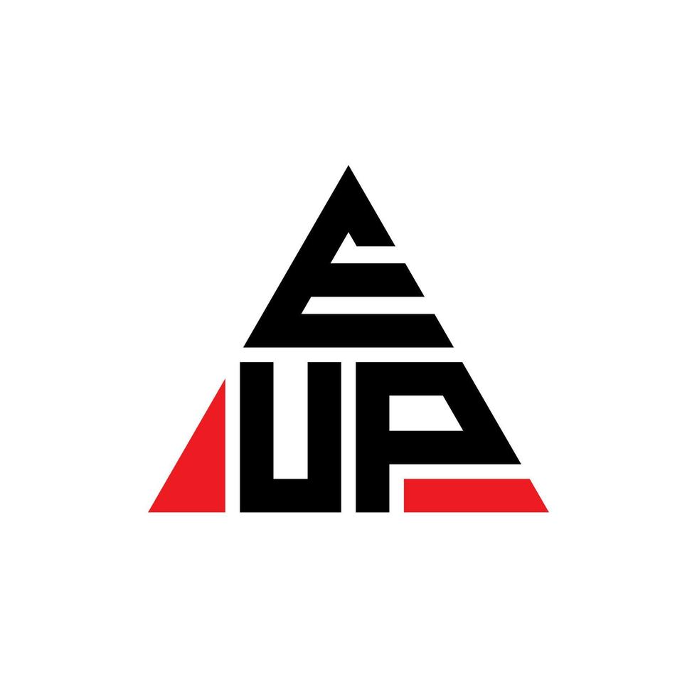 EUP triangle letter logo design with triangle shape. EUP triangle logo design monogram. EUP triangle vector logo template with red color. EUP triangular logo Simple, Elegant, and Luxurious Logo.