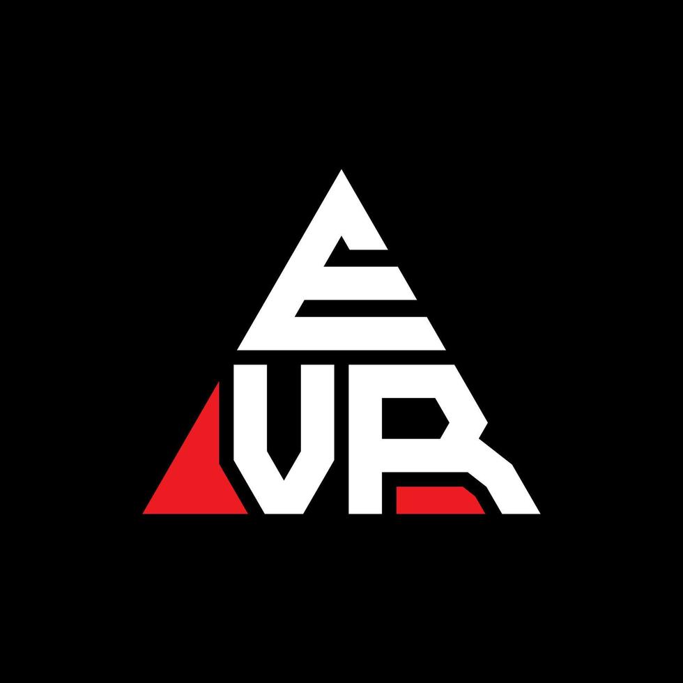 EVR triangle letter logo design with triangle shape. EVR triangle logo design monogram. EVR triangle vector logo template with red color. EVR triangular logo Simple, Elegant, and Luxurious Logo.