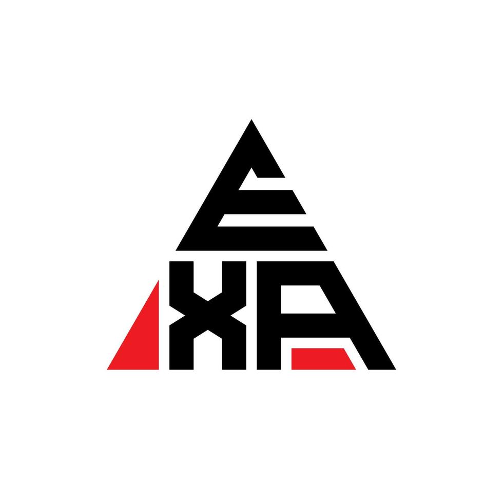EXA triangle letter logo design with triangle shape. EXA triangle logo design monogram. EXA triangle vector logo template with red color. EXA triangular logo Simple, Elegant, and Luxurious Logo.