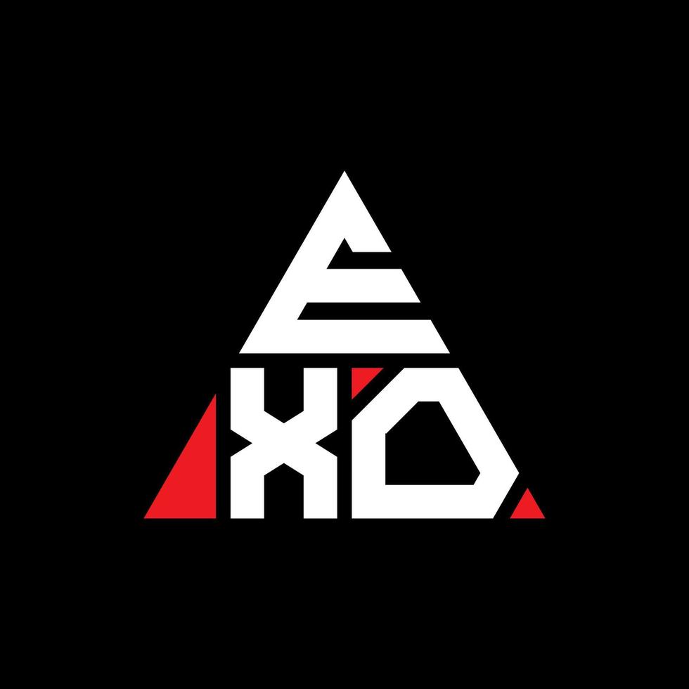 diseño de logotipo de letra exo triángulo con forma de triángulo. monograma de diseño del logotipo del triángulo exo. plantilla de logotipo de vector de triángulo exo con color rojo. logo exo triangular logo simple, elegante y lujoso.