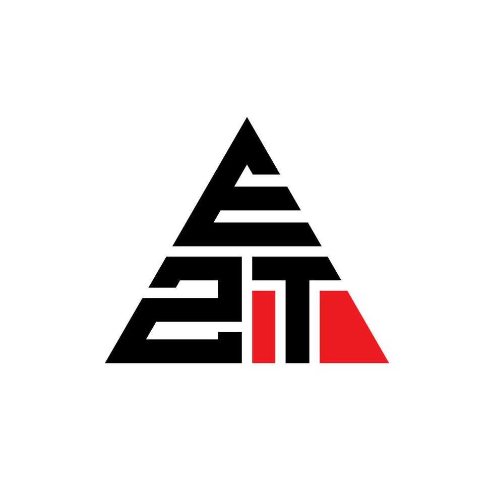 EZT triangle letter logo design with triangle shape. EZT triangle logo design monogram. EZT triangle vector logo template with red color. EZT triangular logo Simple, Elegant, and Luxurious Logo.