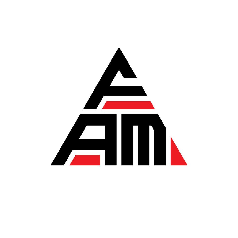 diseño de logotipo de letra de triángulo fam con forma de triángulo. monograma de diseño de logotipo de triángulo fam. plantilla de logotipo de vector de triángulo fam con color rojo. logotipo triangular fam logotipo simple, elegante y lujoso.