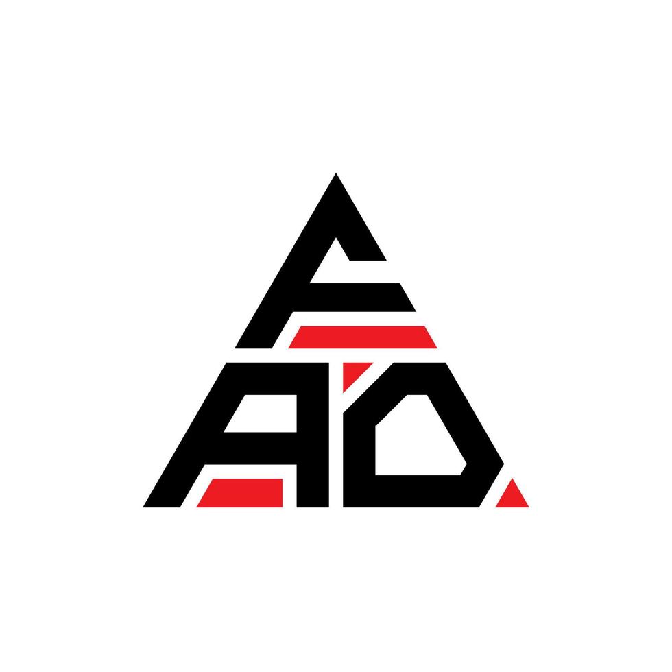 diseño de logotipo de letra triangular fao con forma de triángulo. monograma de diseño del logotipo del triángulo fao. plantilla de logotipo de vector de triángulo fao con color rojo. logotipo triangular fao logotipo simple, elegante y lujoso.