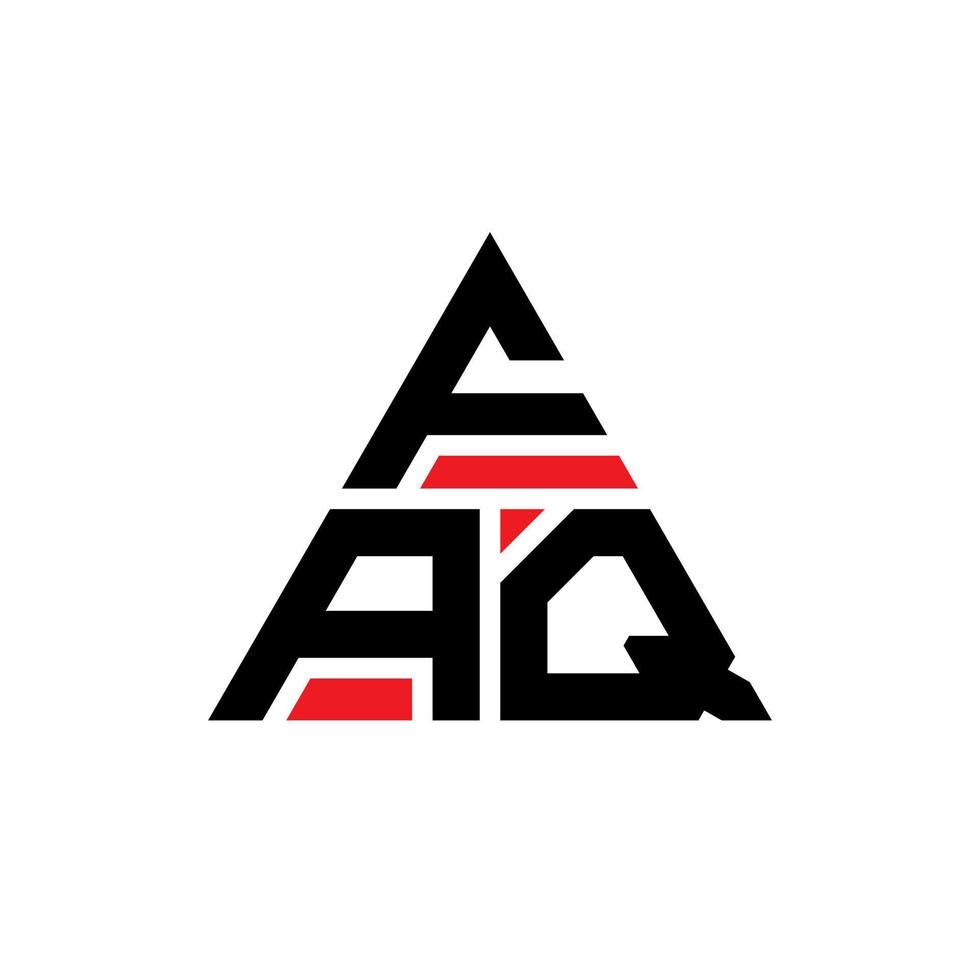 faq diseño de logotipo de letra triangular con forma de triángulo. monograma de diseño de logotipo de triángulo faq. faq plantilla de logotipo de vector de triángulo con color rojo. faq logo triangular logo simple, elegante y lujoso.