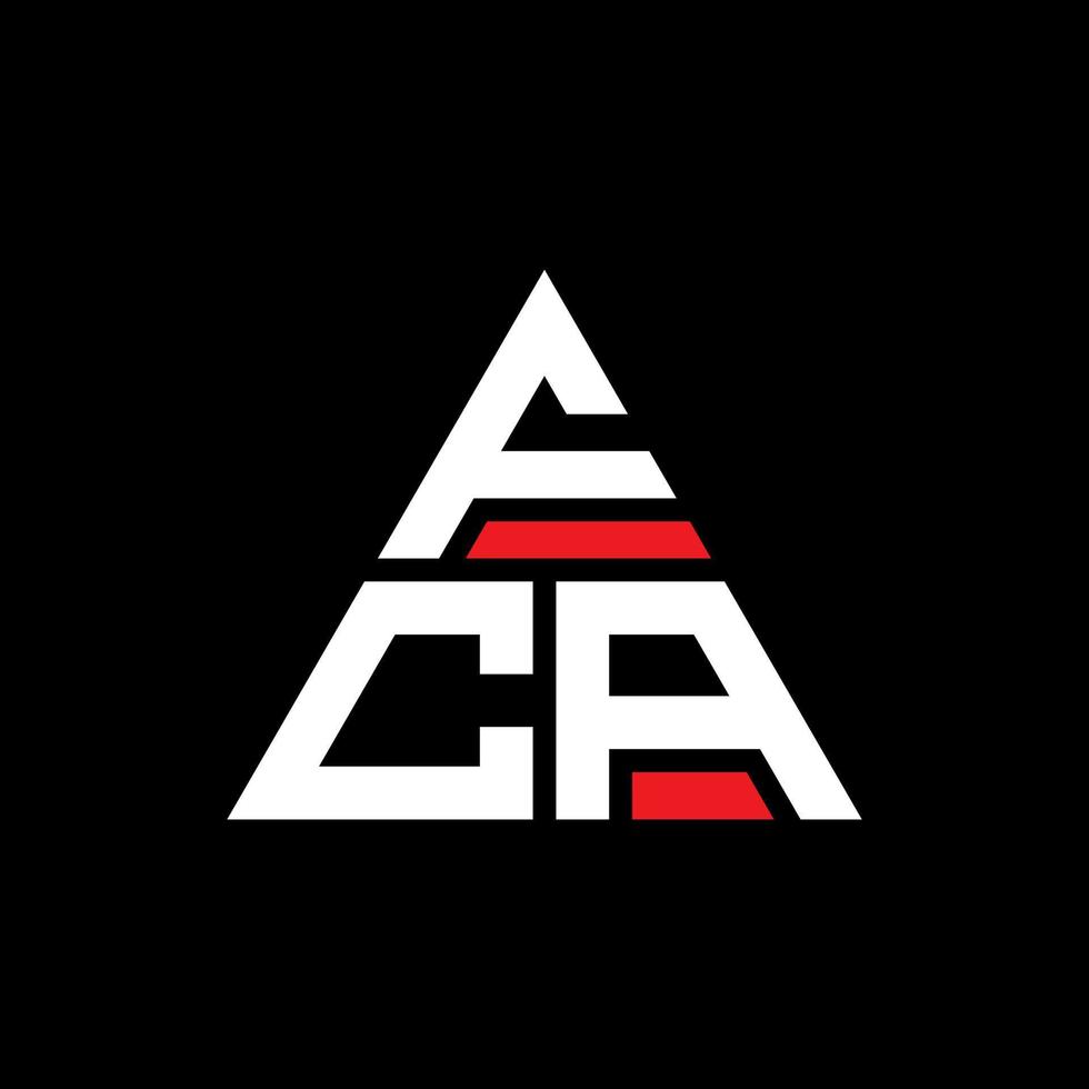 FCA triangle letter logo design with triangle shape. FCA triangle logo design monogram. FCA triangle vector logo template with red color. FCA triangular logo Simple, Elegant, and Luxurious Logo.