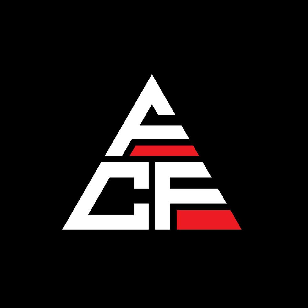 FCF triangle letter logo design with triangle shape. FCF triangle logo design monogram. FCF triangle vector logo template with red color. FCF triangular logo Simple, Elegant, and Luxurious Logo.