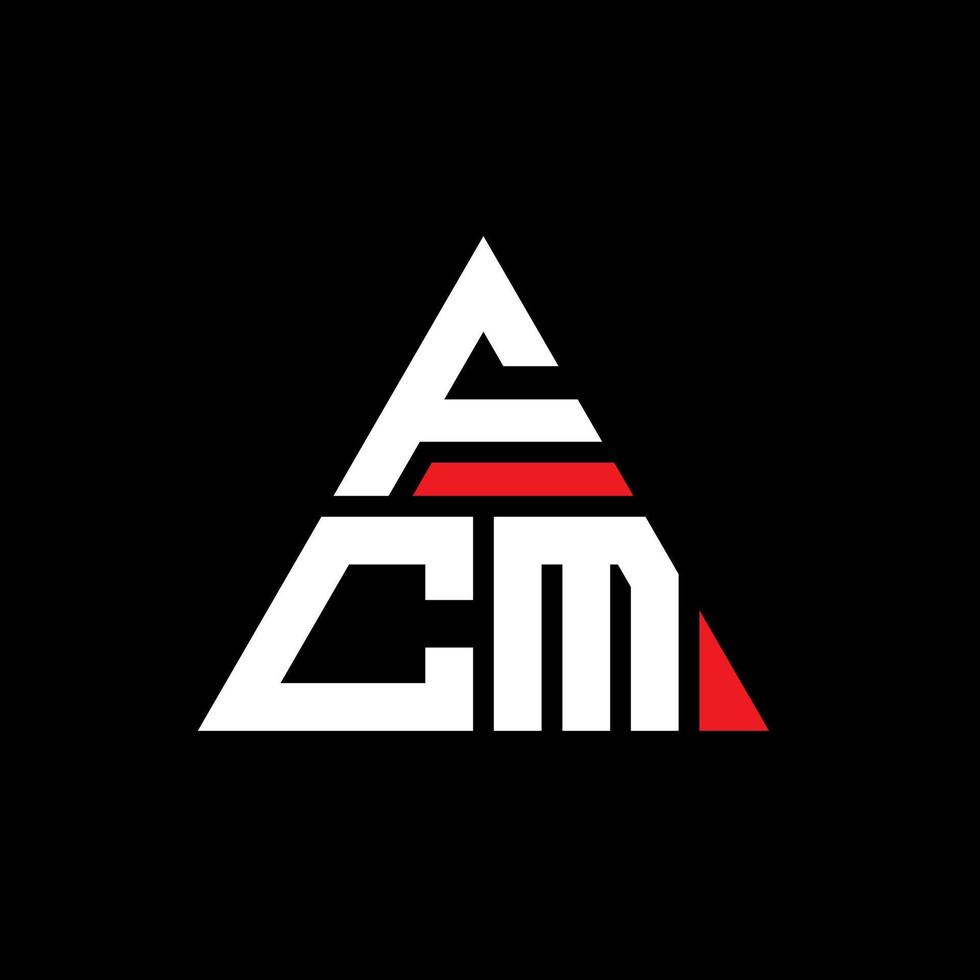 FCM triangle letter logo design with triangle shape. FCM triangle logo design monogram. FCM triangle vector logo template with red color. FCM triangular logo Simple, Elegant, and Luxurious Logo.