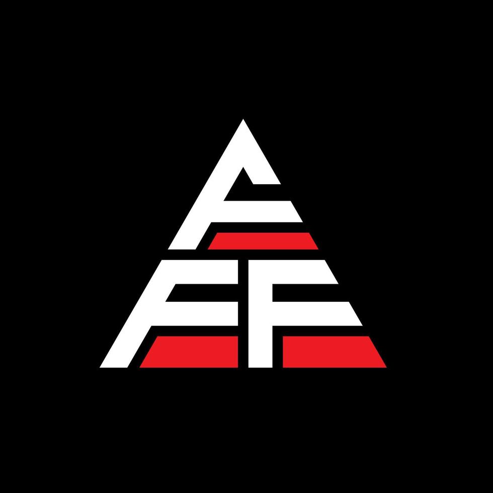 FFF triangle letter logo design with triangle shape. FFF triangle logo design monogram. FFF triangle vector logo template with red color. FFF triangular logo Simple, Elegant, and Luxurious Logo.