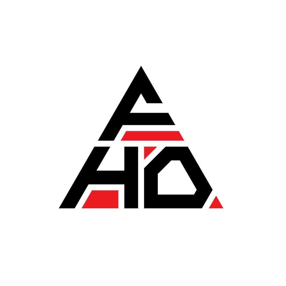 diseño de logotipo de letra triangular fho con forma de triángulo. monograma de diseño de logotipo de triángulo fho. plantilla de logotipo de vector de triángulo fho con color rojo. logotipo triangular fho logotipo simple, elegante y lujoso.