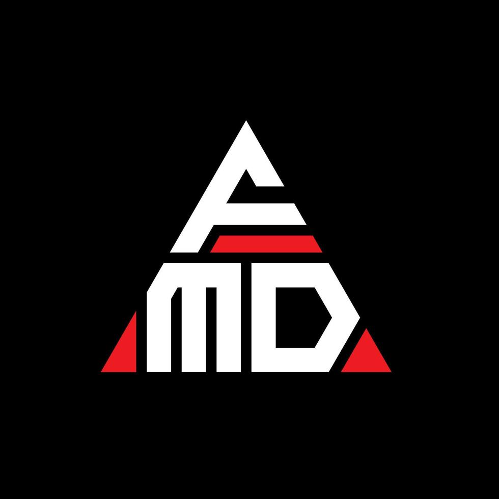 diseño de logotipo de letra triangular fmd con forma de triángulo. monograma de diseño de logotipo de triángulo fmd. plantilla de logotipo de vector de triángulo fmd con color rojo. logotipo triangular fmd logotipo simple, elegante y lujoso.