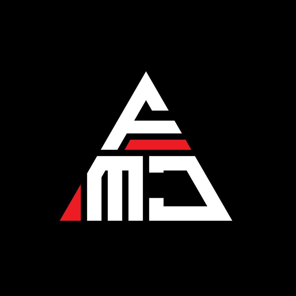 FMJ triangle letter logo design with triangle shape. FMJ triangle logo design monogram. FMJ triangle vector logo template with red color. FMJ triangular logo Simple, Elegant, and Luxurious Logo.
