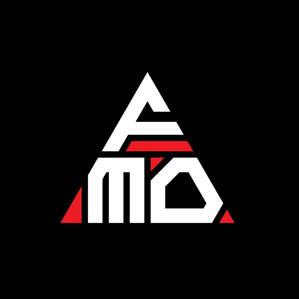 FMO triangle letter logo design with triangle shape. FMO triangle logo design monogram. FMO triangle vector logo template with red color. FMO triangular logo Simple, Elegant, and Luxurious Logo.