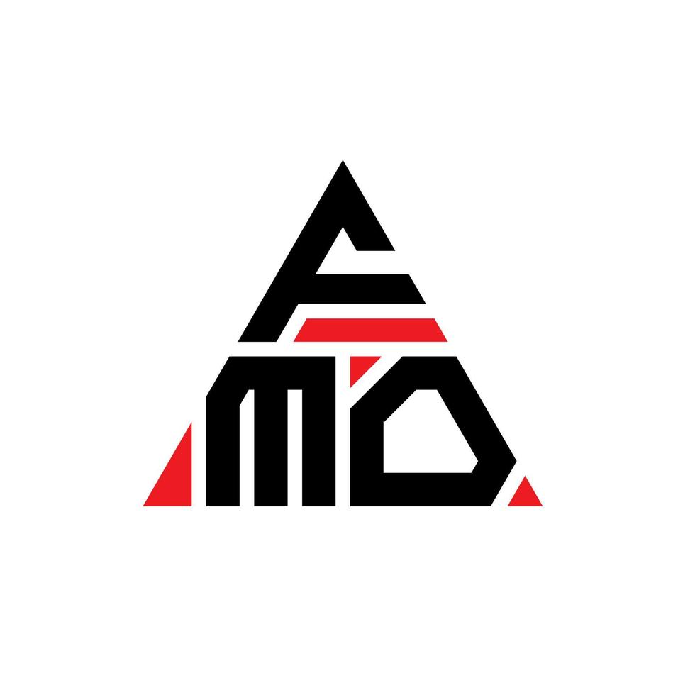 diseño de logotipo de letra triangular fmo con forma de triángulo. monograma de diseño de logotipo de triángulo fmo. plantilla de logotipo de vector de triángulo fmo con color rojo. logotipo triangular fmo logotipo simple, elegante y lujoso.