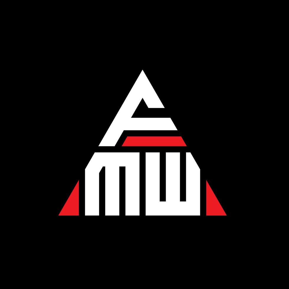 FMW triangle letter logo design with triangle shape. FMW triangle logo design monogram. FMW triangle vector logo template with red color. FMW triangular logo Simple, Elegant, and Luxurious Logo.