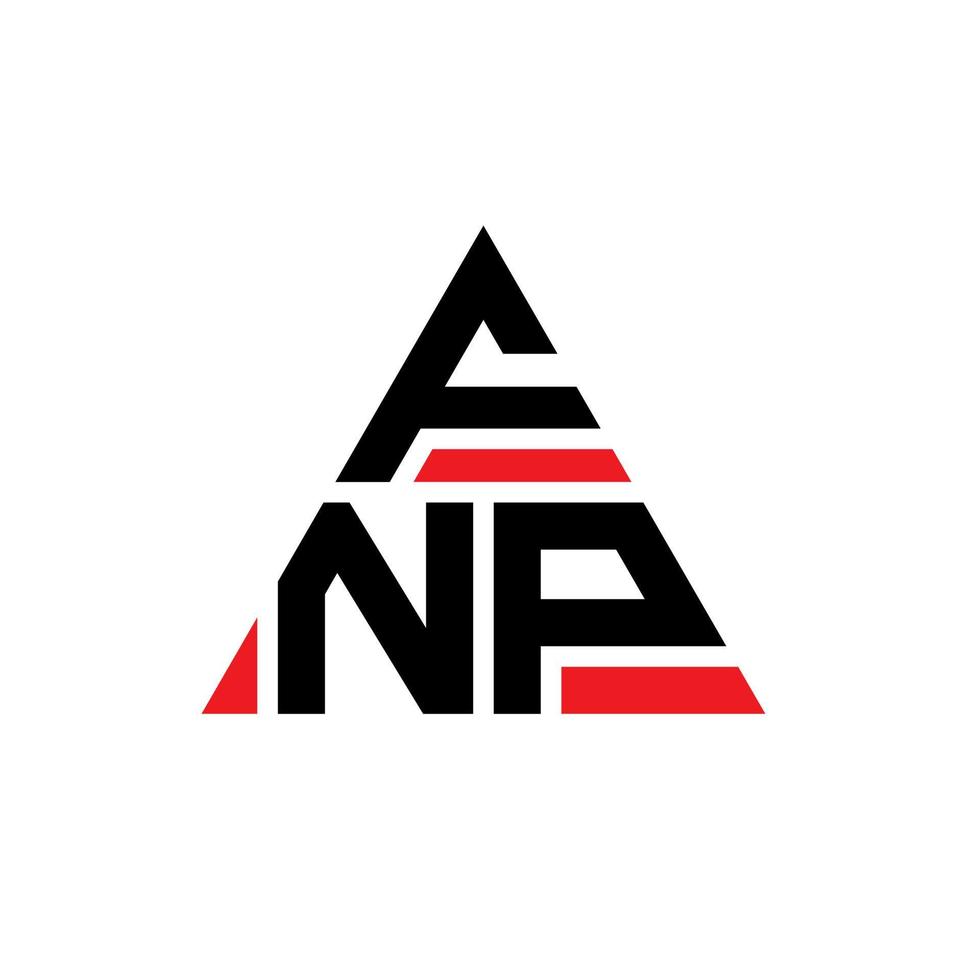 FNP triangle letter logo design with triangle shape. FNP triangle logo design monogram. FNP triangle vector logo template with red color. FNP triangular logo Simple, Elegant, and Luxurious Logo.