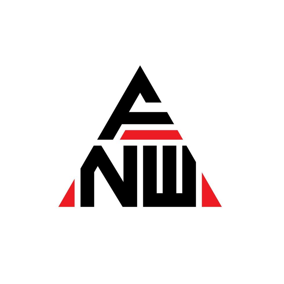 FNW triangle letter logo design with triangle shape. FNW triangle logo design monogram. FNW triangle vector logo template with red color. FNW triangular logo Simple, Elegant, and Luxurious Logo.