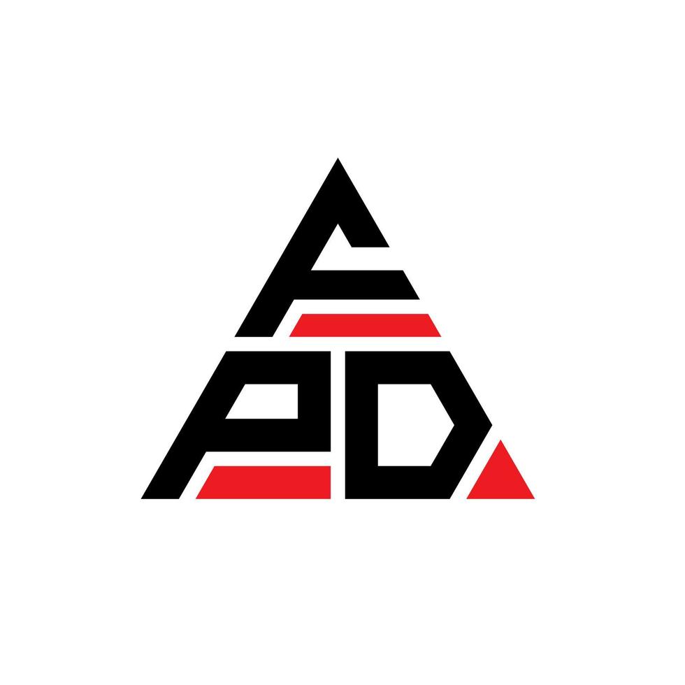 FPD triangle letter logo design with triangle shape. FPD triangle logo design monogram. FPD triangle vector logo template with red color. FPD triangular logo Simple, Elegant, and Luxurious Logo.