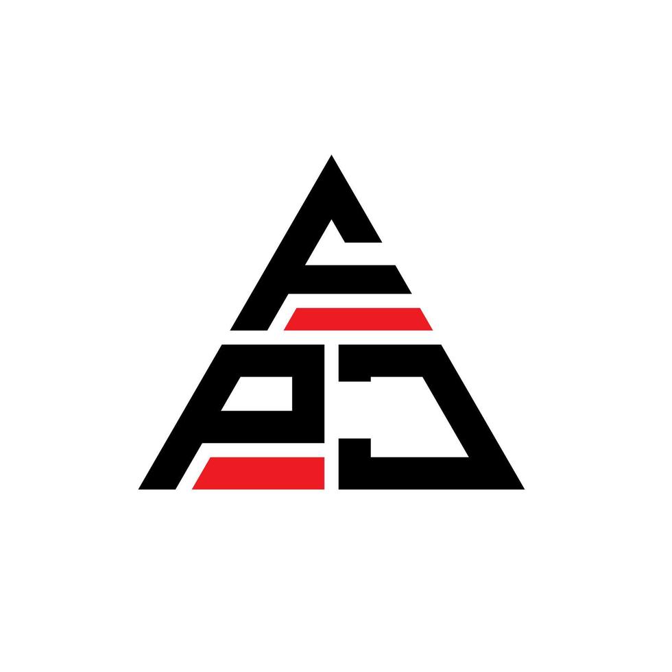 diseño de logotipo de letra triangular fpj con forma de triángulo. monograma de diseño del logotipo del triángulo fpj. plantilla de logotipo de vector de triángulo fpj con color rojo. logotipo triangular fpj logotipo simple, elegante y lujoso.