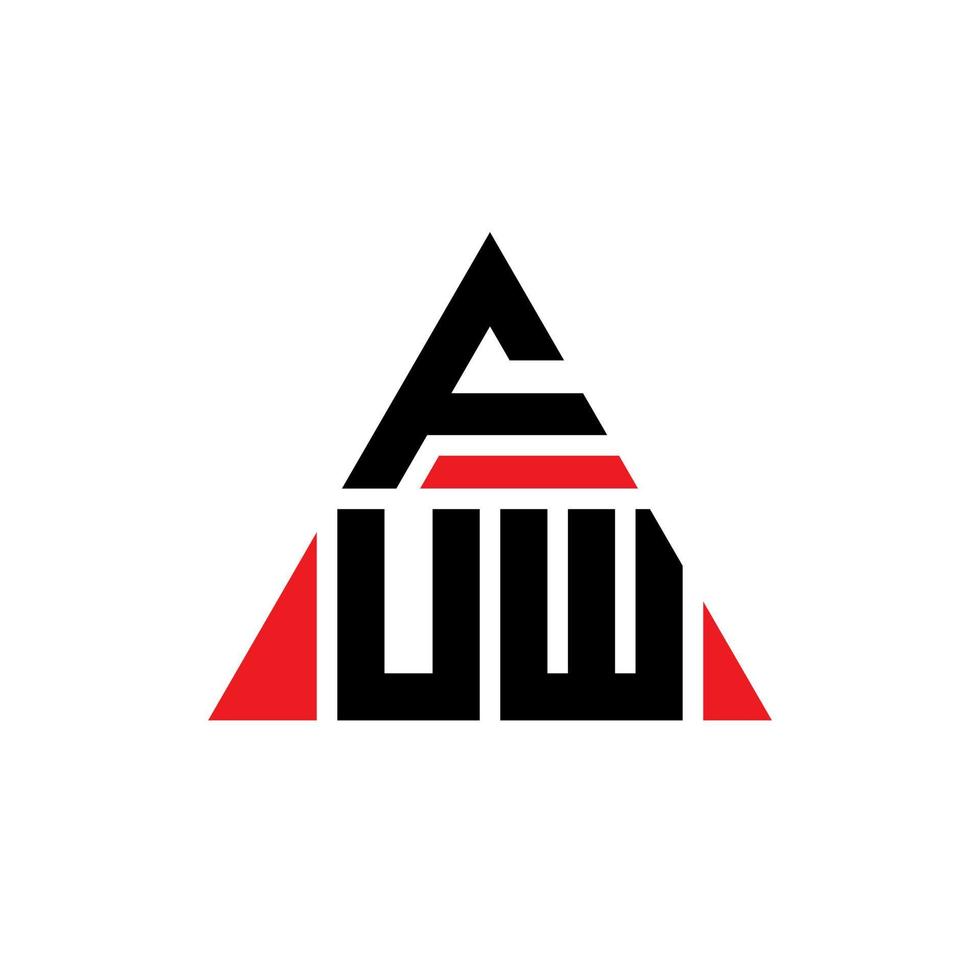 fuw diseño de logotipo de letra triangular con forma de triángulo. monograma de diseño de logotipo de triángulo fuw. fuw plantilla de logotipo de vector de triángulo con color rojo. logotipo triangular fuw logotipo simple, elegante y lujoso.