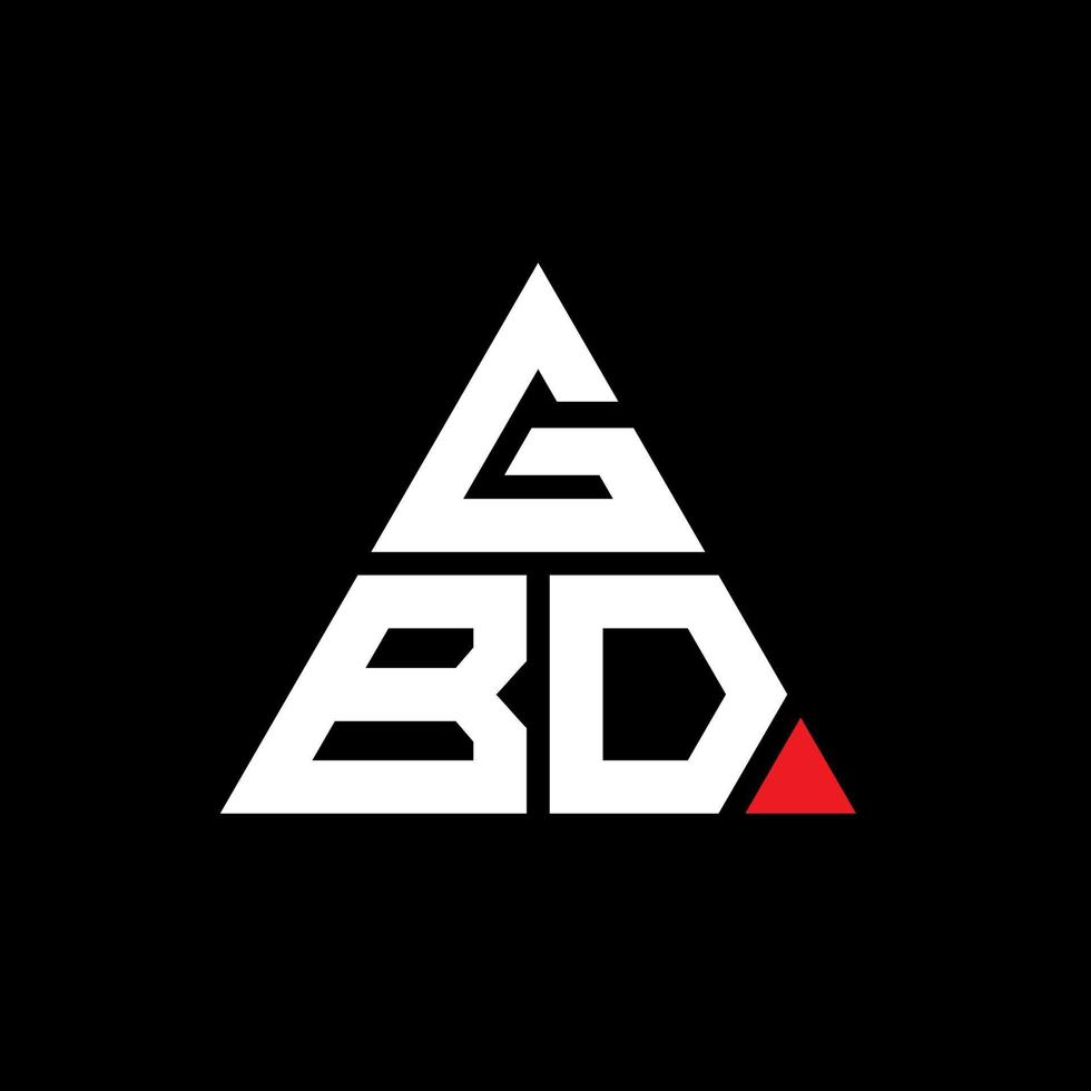 GBD triangle letter logo design with triangle shape. GBD triangle logo design monogram. GBD triangle vector logo template with red color. GBD triangular logo Simple, Elegant, and Luxurious Logo.