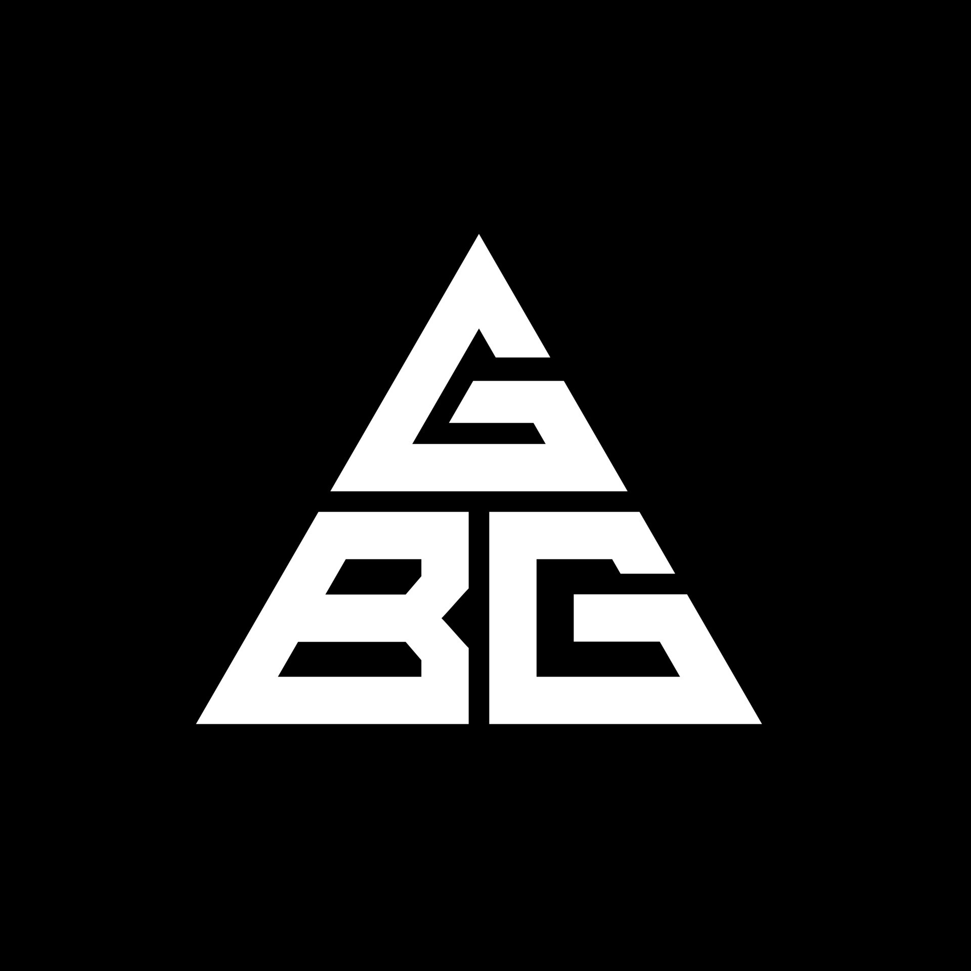 diseño de logotipo de letra de triángulo gbg con forma de triángulo