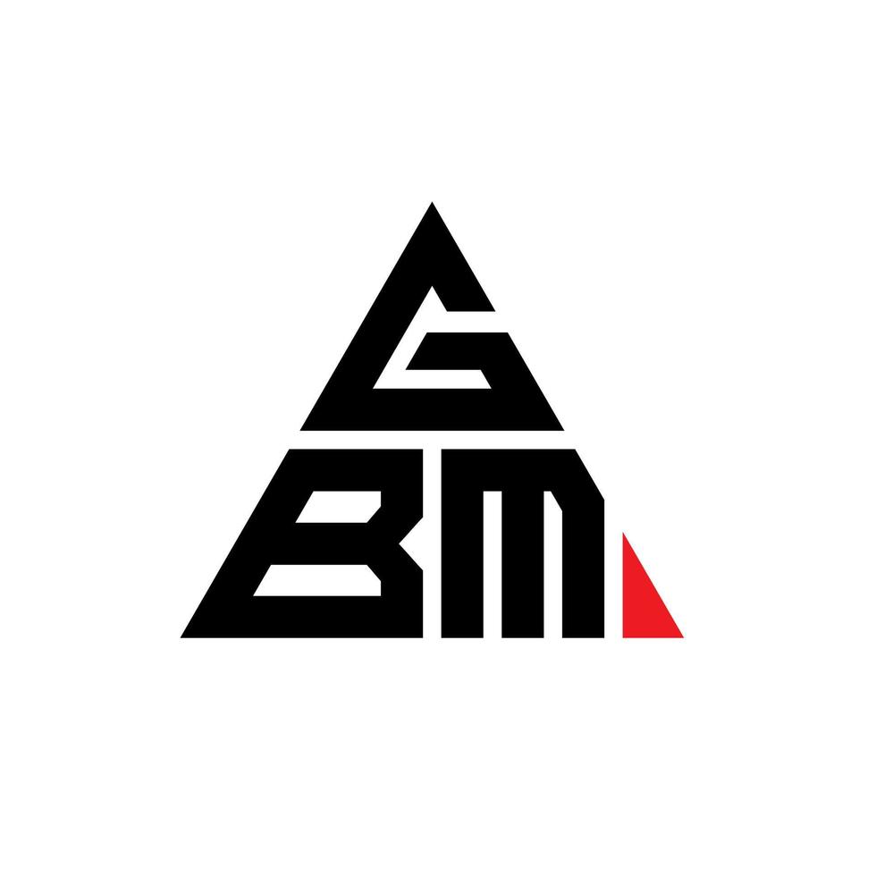 diseño de logotipo de letra triangular gbm con forma de triángulo. monograma de diseño de logotipo de triángulo gbm. plantilla de logotipo de vector de triángulo gbm con color rojo. logotipo triangular de gbm logotipo simple, elegante y lujoso.