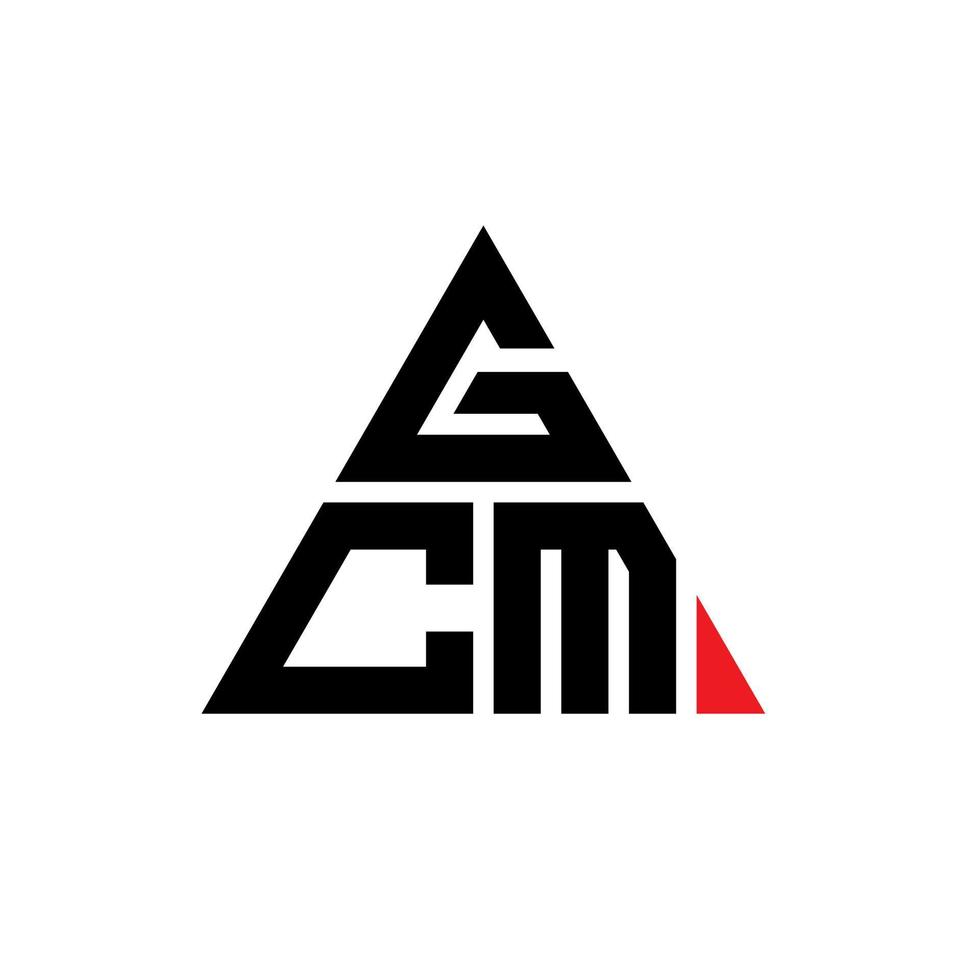 GCM triangle letter logo design with triangle shape. GCM triangle logo design monogram. GCM triangle vector logo template with red color. GCM triangular logo Simple, Elegant, and Luxurious Logo.