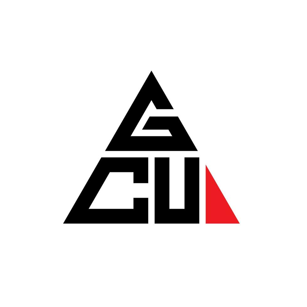 diseño de logotipo de letra triangular gcu con forma de triángulo. monograma de diseño del logotipo del triángulo gcu. plantilla de logotipo de vector de triángulo gcu con color rojo. logotipo triangular gcu logotipo simple, elegante y lujoso.