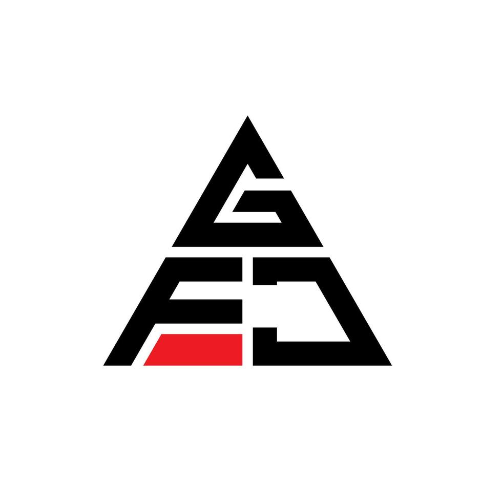 GFJ triangle letter logo design with triangle shape. GFJ triangle logo design monogram. GFJ triangle vector logo template with red color. GFJ triangular logo Simple, Elegant, and Luxurious Logo.