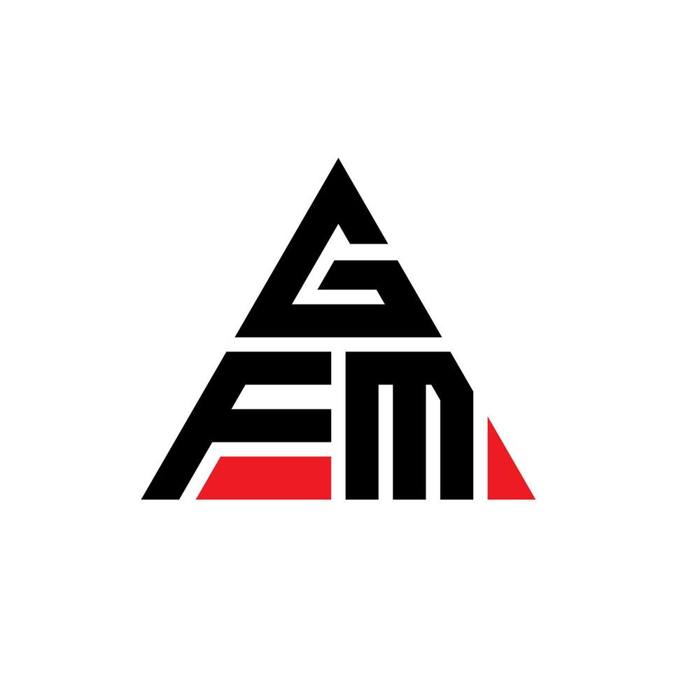 diseño de logotipo de letra triangular gfm con forma de triángulo. monograma de diseño de logotipo de triángulo gfm. plantilla de logotipo de vector de triángulo gfm con color rojo. logo triangular gfm logo simple, elegante y lujoso.