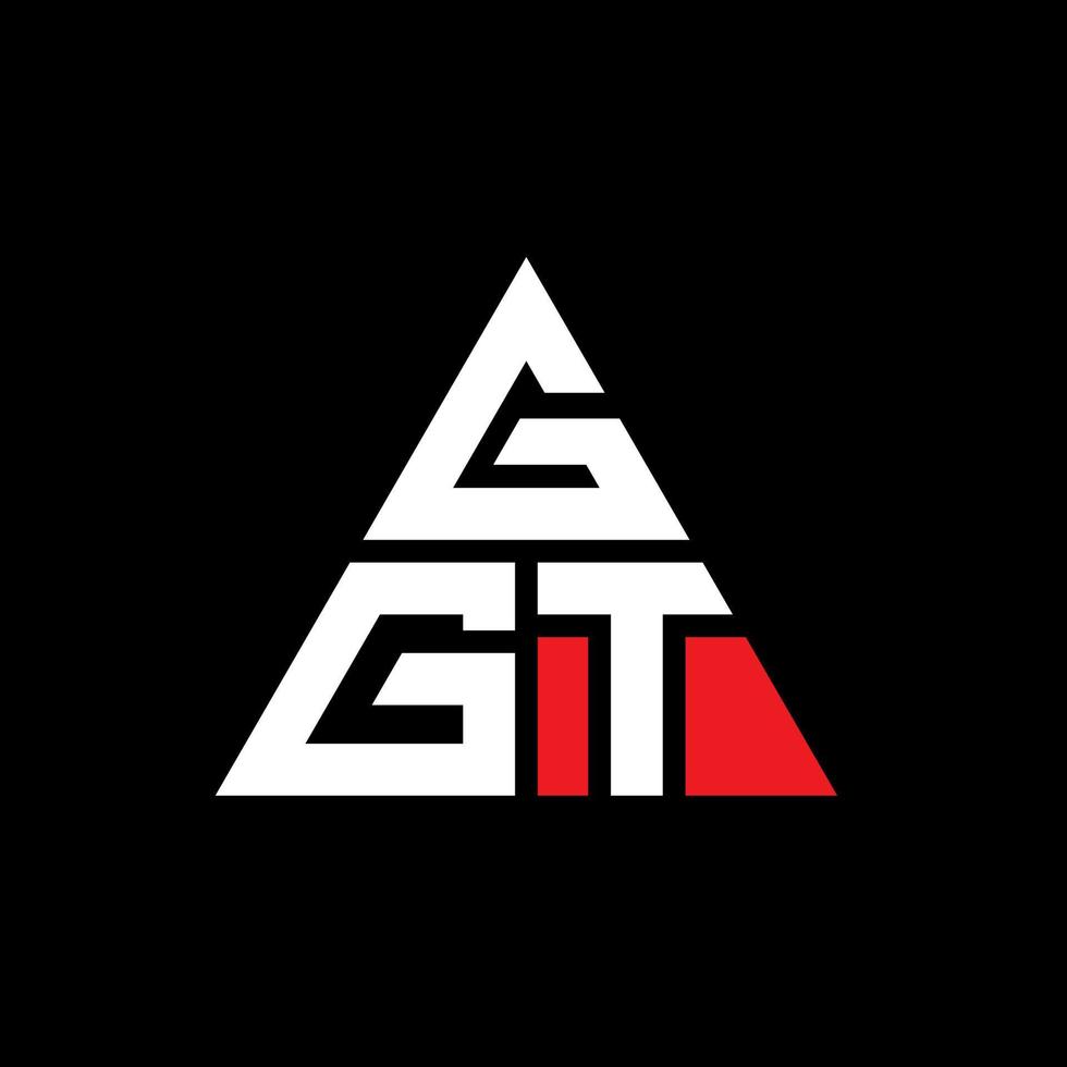 GGT triangle letter logo design with triangle shape. GGT triangle logo design monogram. GGT triangle vector logo template with red color. GGT triangular logo Simple, Elegant, and Luxurious Logo.