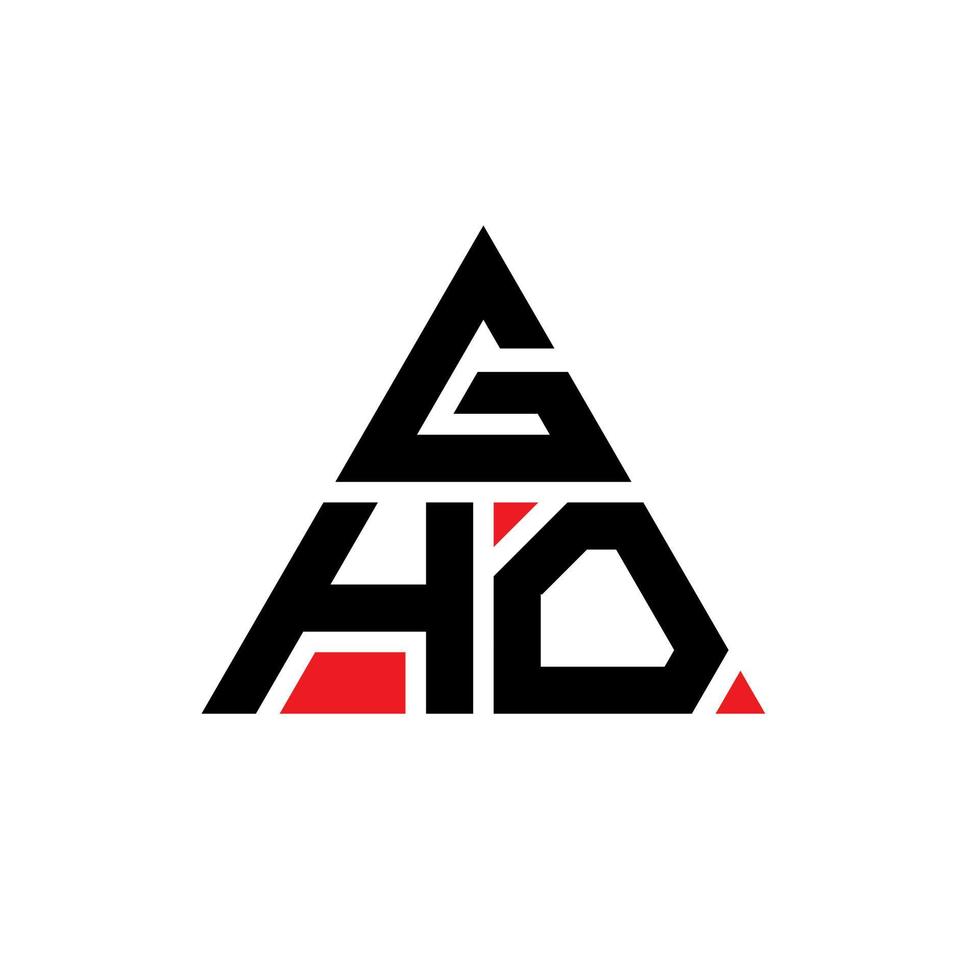 diseño de logotipo de letra triangular gho con forma de triángulo. monograma de diseño del logotipo del triángulo gho. plantilla de logotipo de vector de triángulo gho con color rojo. logotipo triangular gho logotipo simple, elegante y lujoso.