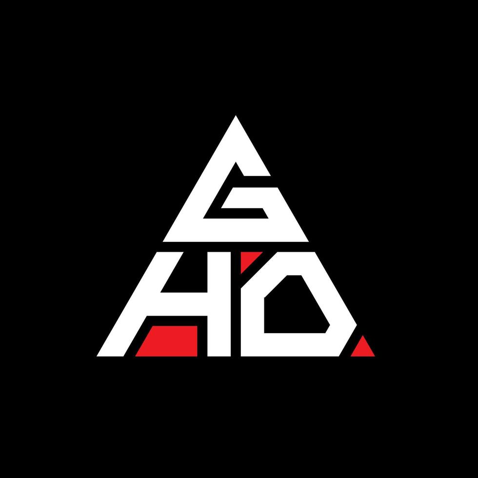 diseño de logotipo de letra triangular gho con forma de triángulo. monograma de diseño del logotipo del triángulo gho. plantilla de logotipo de vector de triángulo gho con color rojo. logotipo triangular gho logotipo simple, elegante y lujoso.