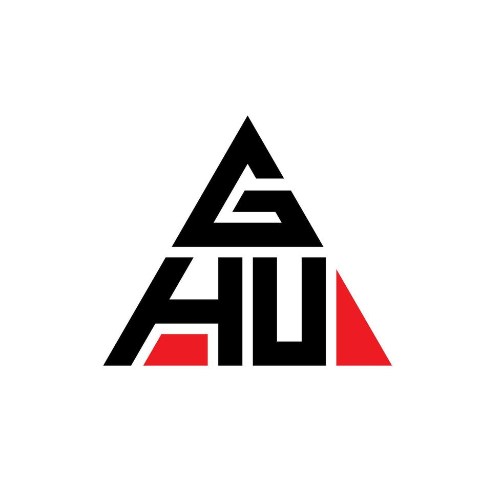 diseño de logotipo de letra triangular ghu con forma de triángulo. monograma de diseño del logotipo del triángulo ghu. plantilla de logotipo de vector de triángulo ghu con color rojo. logo triangular ghu logo simple, elegante y lujoso.