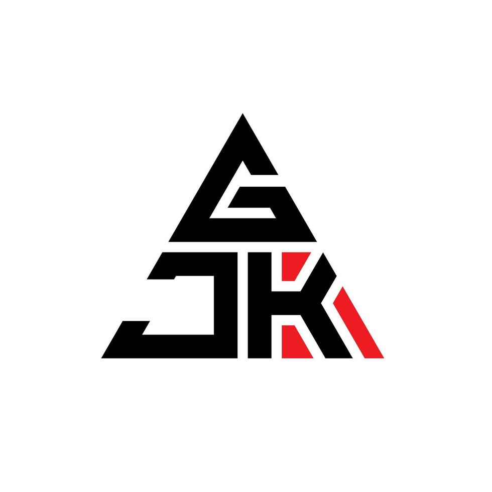 diseño de logotipo de letra triangular gjk con forma de triángulo. monograma de diseño del logotipo del triángulo gjk. plantilla de logotipo de vector de triángulo gjk con color rojo. logotipo triangular gjk logotipo simple, elegante y lujoso.