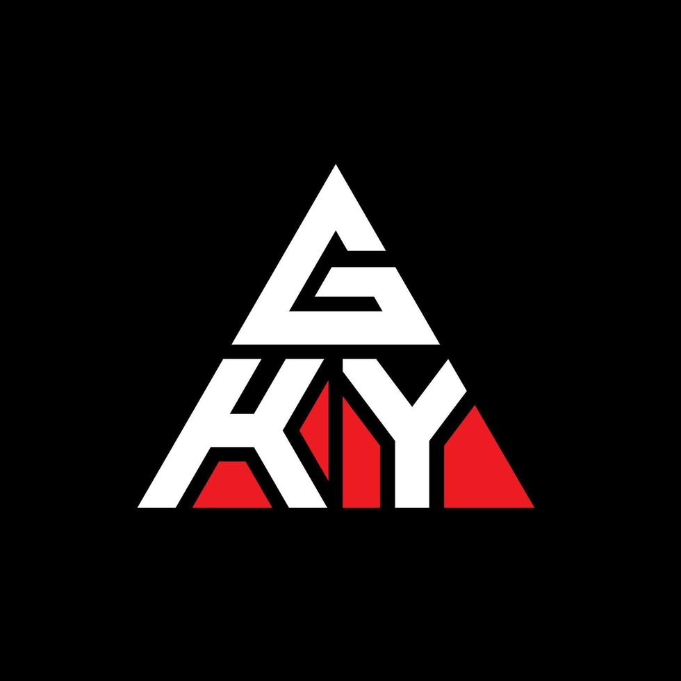 GKY triangle letter logo design with triangle shape. GKY triangle logo design monogram. GKY triangle vector logo template with red color. GKY triangular logo Simple, Elegant, and Luxurious Logo.