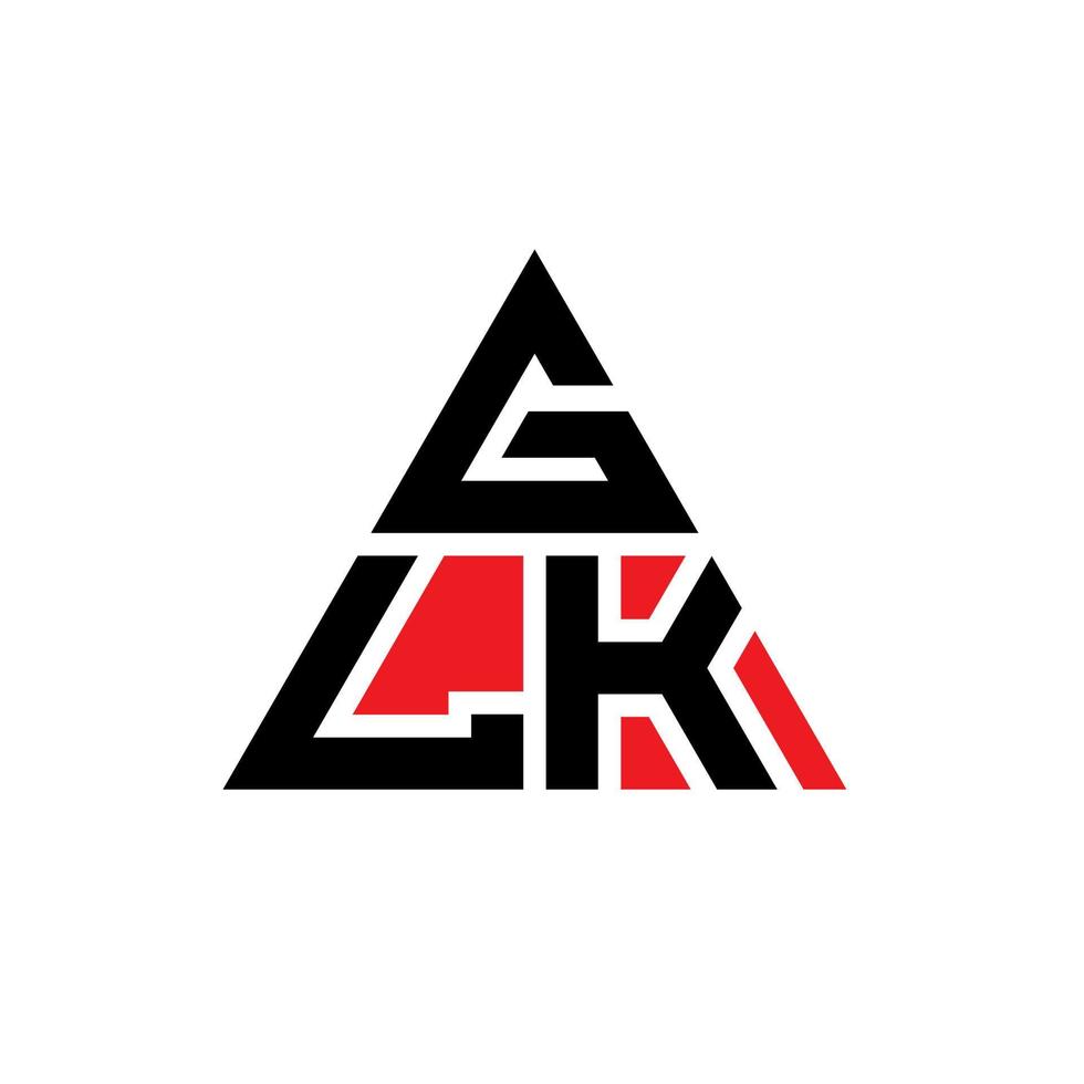 diseño de logotipo de letra triangular glk con forma de triángulo. monograma de diseño de logotipo de triángulo glk. plantilla de logotipo de vector de triángulo glk con color rojo. logotipo triangular glk logotipo simple, elegante y lujoso.