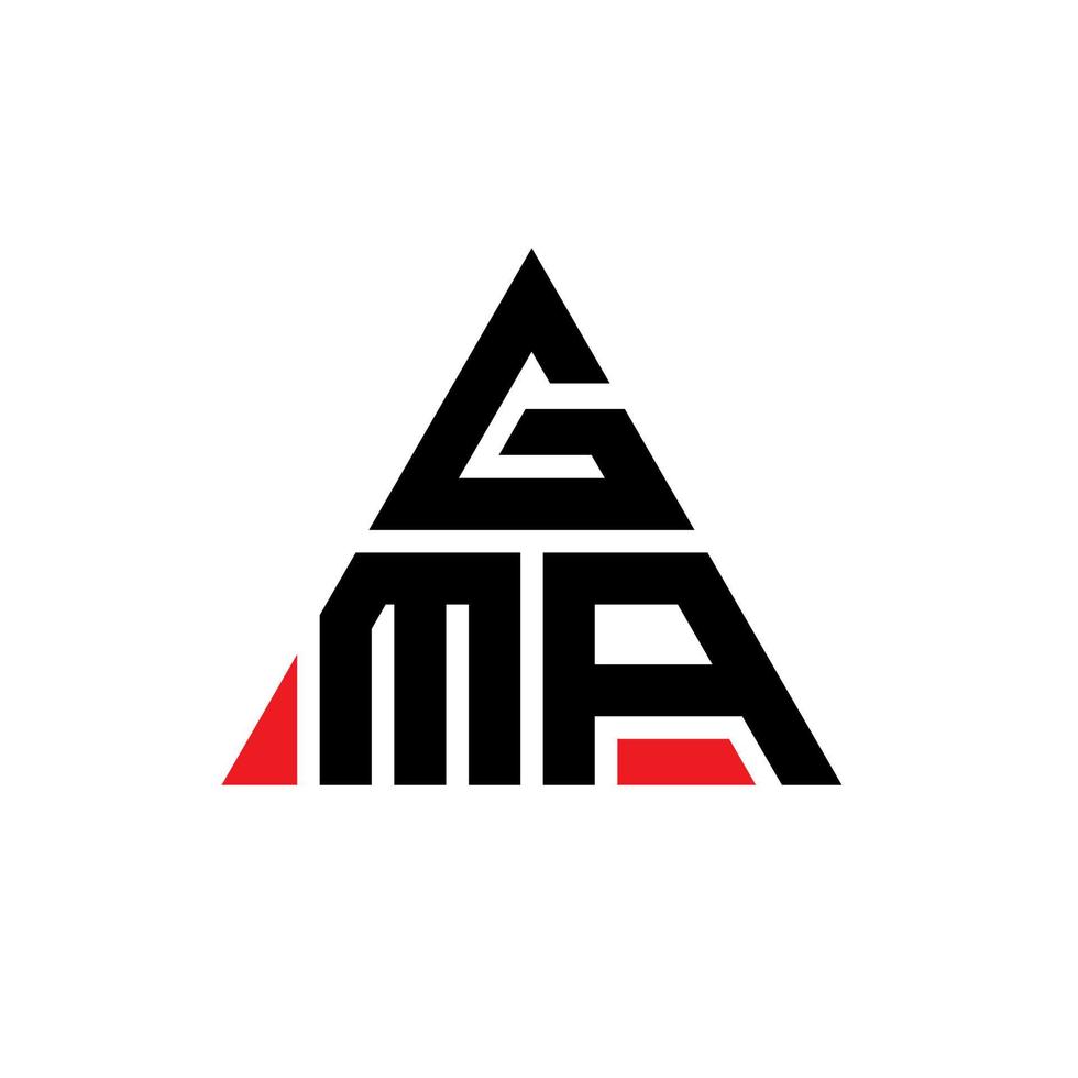 diseño de logotipo de letra triangular gma con forma de triángulo. monograma de diseño de logotipo de triángulo gma. plantilla de logotipo de vector de triángulo gma con color rojo. logo triangular gma logo simple, elegante y lujoso.